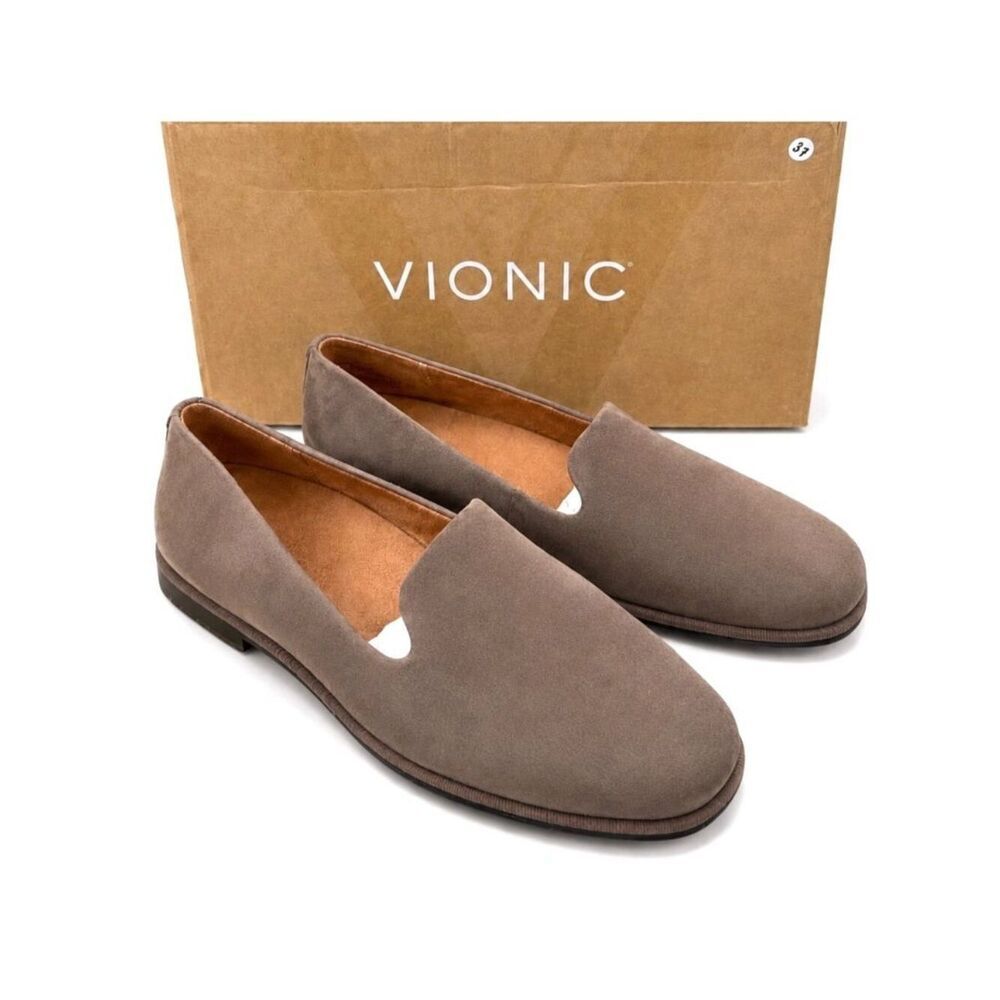 Vionic Willa 2.0 Driftwood Suede Loafer Flats Women’s 7 Arch Support APMA
